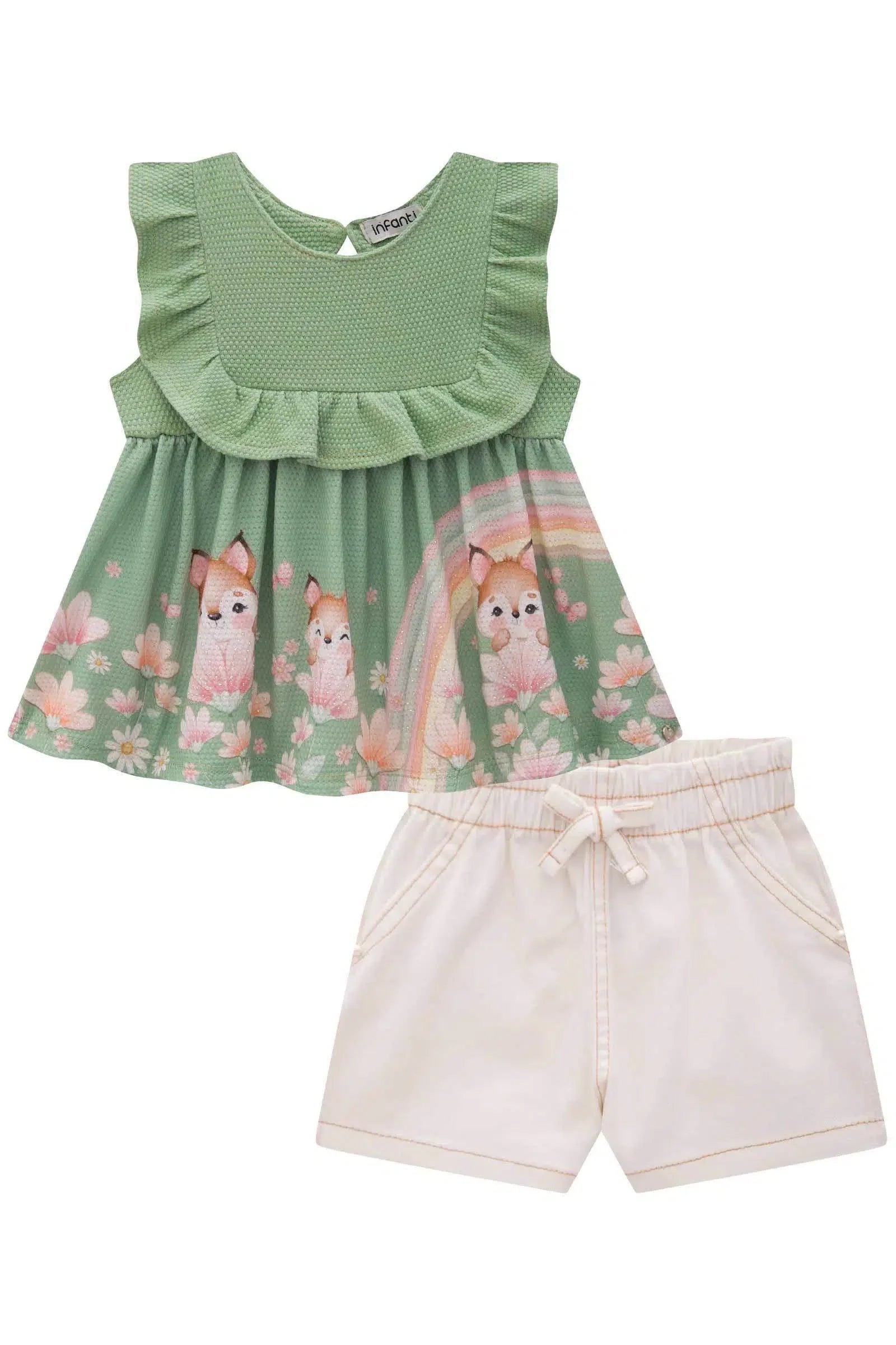 Conjunto de Bata em Malha Bee e Shorts em Sarja com Elastano 81891 Infanti