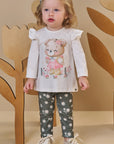 Conjunto de Bata em Malha Comfy Linho com Calça Legging em Molecotton 89650 Infanti Bebê Menina