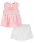 Conjunto de Bata em Malha Jacquard Coração com Shorts em Sarja Onix com Elastano 77996 Infanti