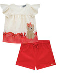 Conjunto de Bata em Malha Laise com Shorts em Sarja Onix com Elastano 78216 Infanti