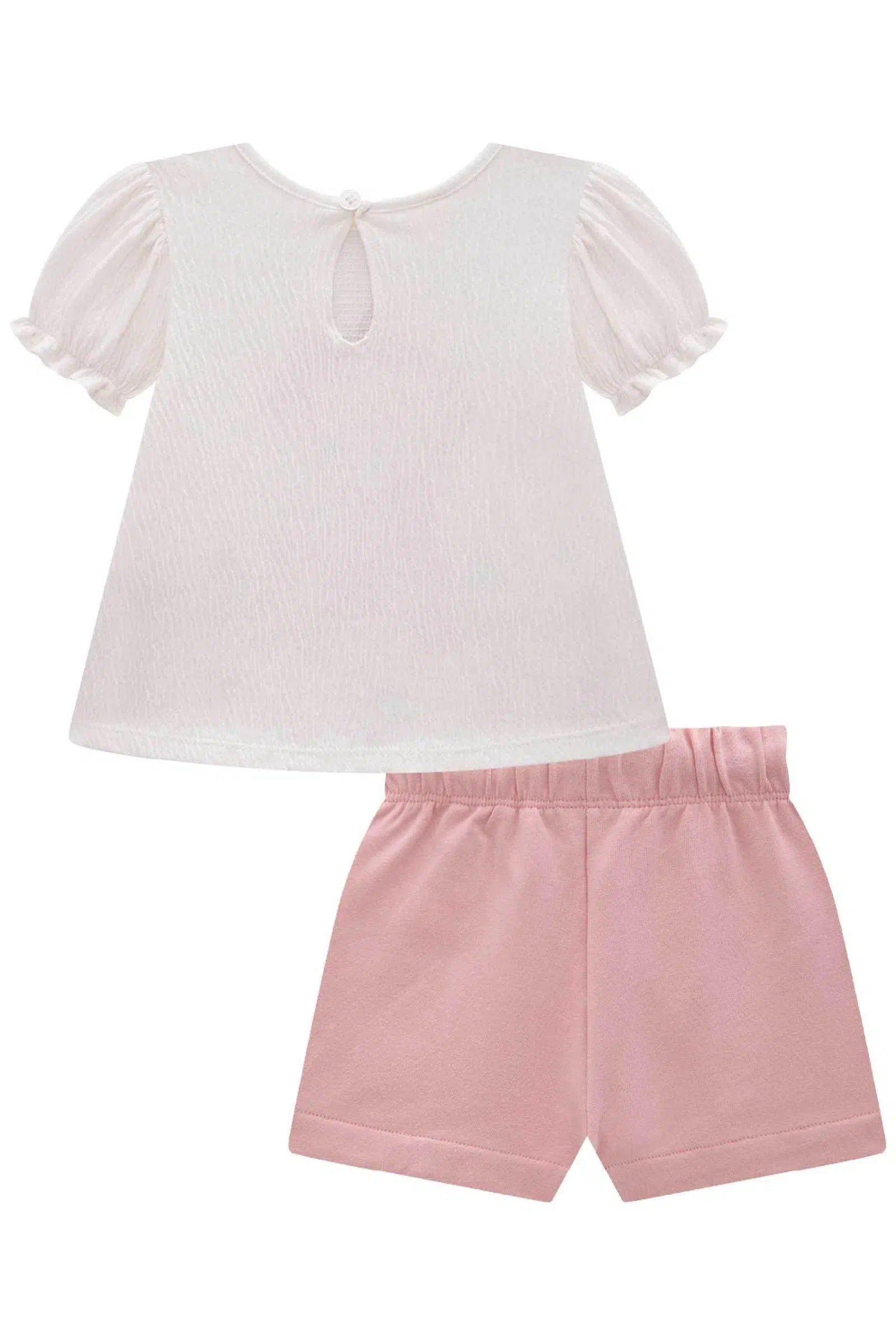 Conjunto de Bata em Malha Wave com Shorts em Molecotton 81883 Infanti