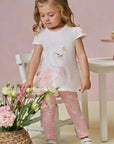 Conjunto de Bata em Meia Malha com Calça Legging em Malha Power 95328 Infanti Infantil Menina
