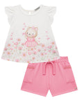 Conjunto de Bata em Meia Malha com Shorts em Jacquard Catarina 75460 Infanti