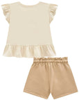 Conjunto de Bata em Meia Malha com Shorts em Moletom sem Pelúcia 94665 Infanti Infantil Menina
