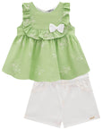 Conjunto de Bata em Tricoline Bordado com Shorts em Sarja Onix com Elastano 78223 Infanti