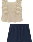 Conjunto de Bata em Tricoline com Elastano e Short Saia em Sarja com Elastano 97093 Infanti Infantil Menina