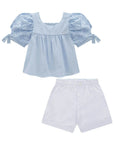 Conjunto de Bata em Tricoline Listrado e Shorts em Sarja com Elastano 97081 Infanti Infantil Menina