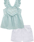 Conjunto de Bata em Tricoline Vichy e Shorts em Sarja Onix com Elastano 75452 Infanti