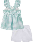 Conjunto de Bata em Tricoline Vichy e Shorts em Sarja Onix com Elastano 75452 Infanti