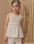Conjunto de Bata em Tricot 100% Algodão e Shorts em Linho Deluxe 94907 Infanti Infantil Menina