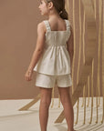 Conjunto de Bata em Tricot 100% Algodão e Shorts em Linho Deluxe 94907 Infanti Infantil Menina