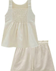 Conjunto de Bata em Tricot 100% Algodão e Shorts em Linho Deluxe 94907 Infanti Infantil Menina