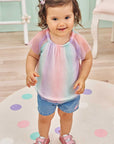 Conjunto de Bata em Tule e Malha Fresh com Shorts em Jeans Bellini com Elastano 75653 Infanti