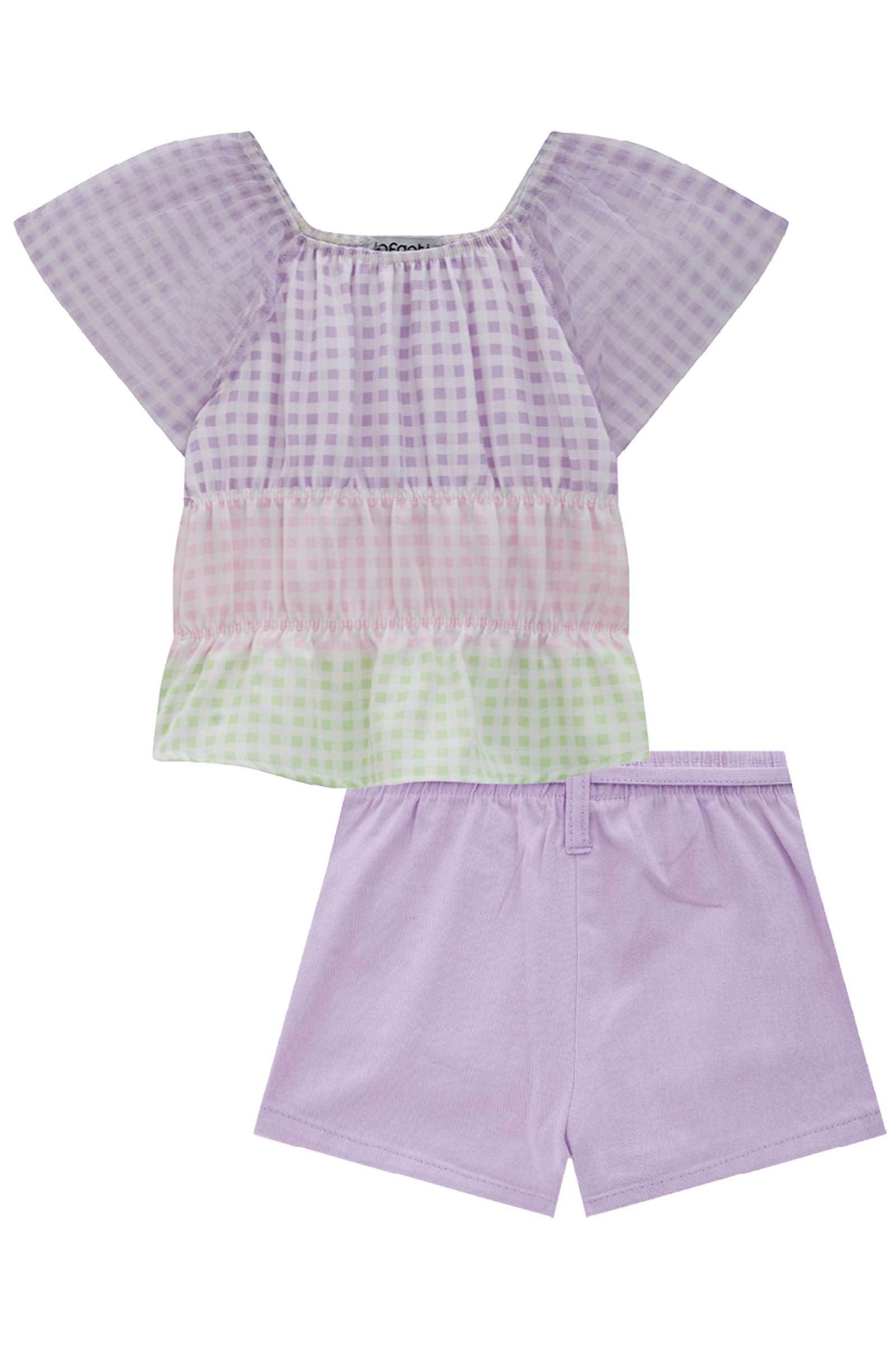 Conjunto de Bata em Visco Twill com Shorts em Sarja Onix com Elastano 78273 Infanti