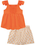 Conjunto de Bata em Viscose com Shorts em Linho Bordado Flores 74929 Infanti