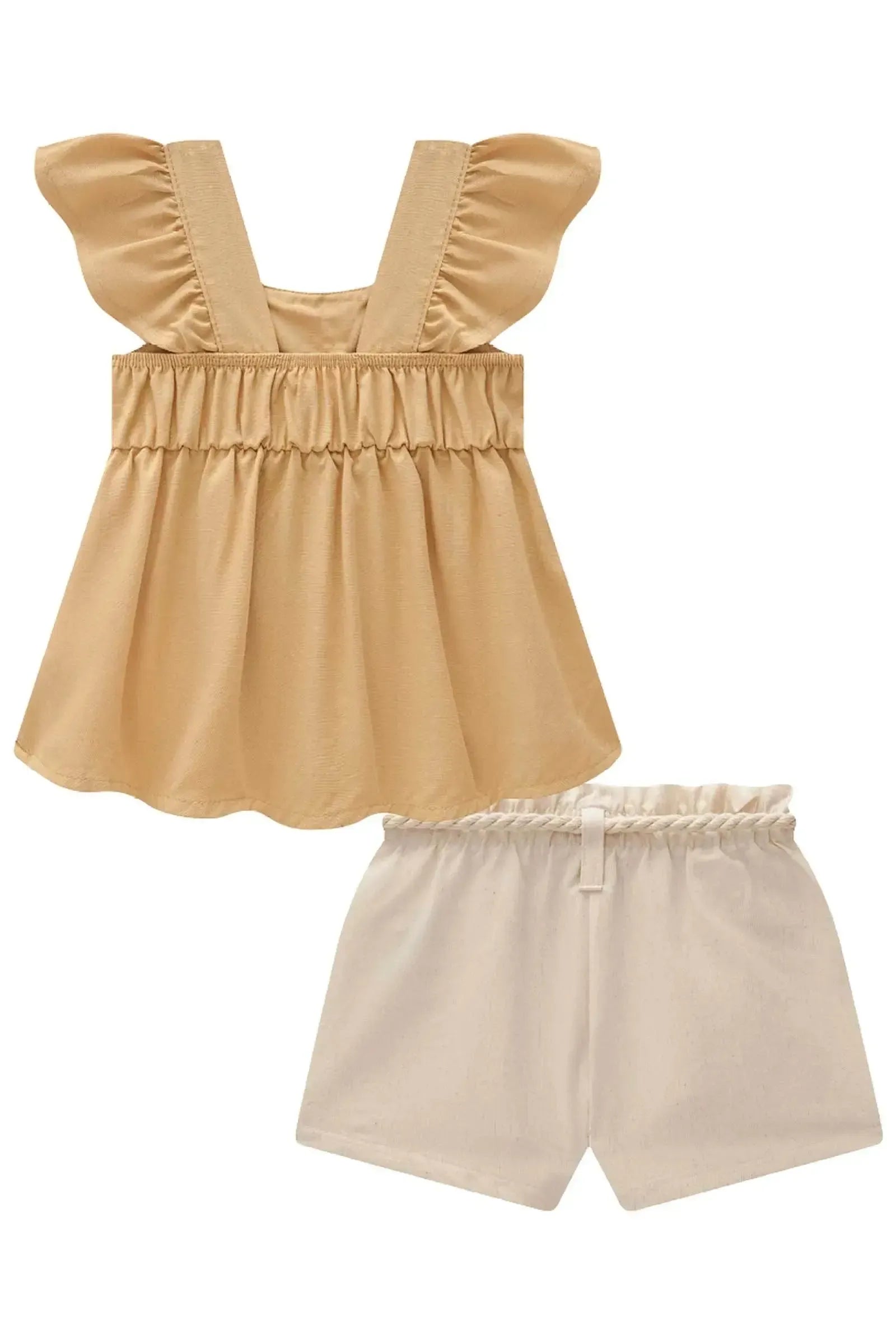 Conjunto de Bata em Viscose e Shorts em Linho com Elastano 83434 Infanti Bebê Menina