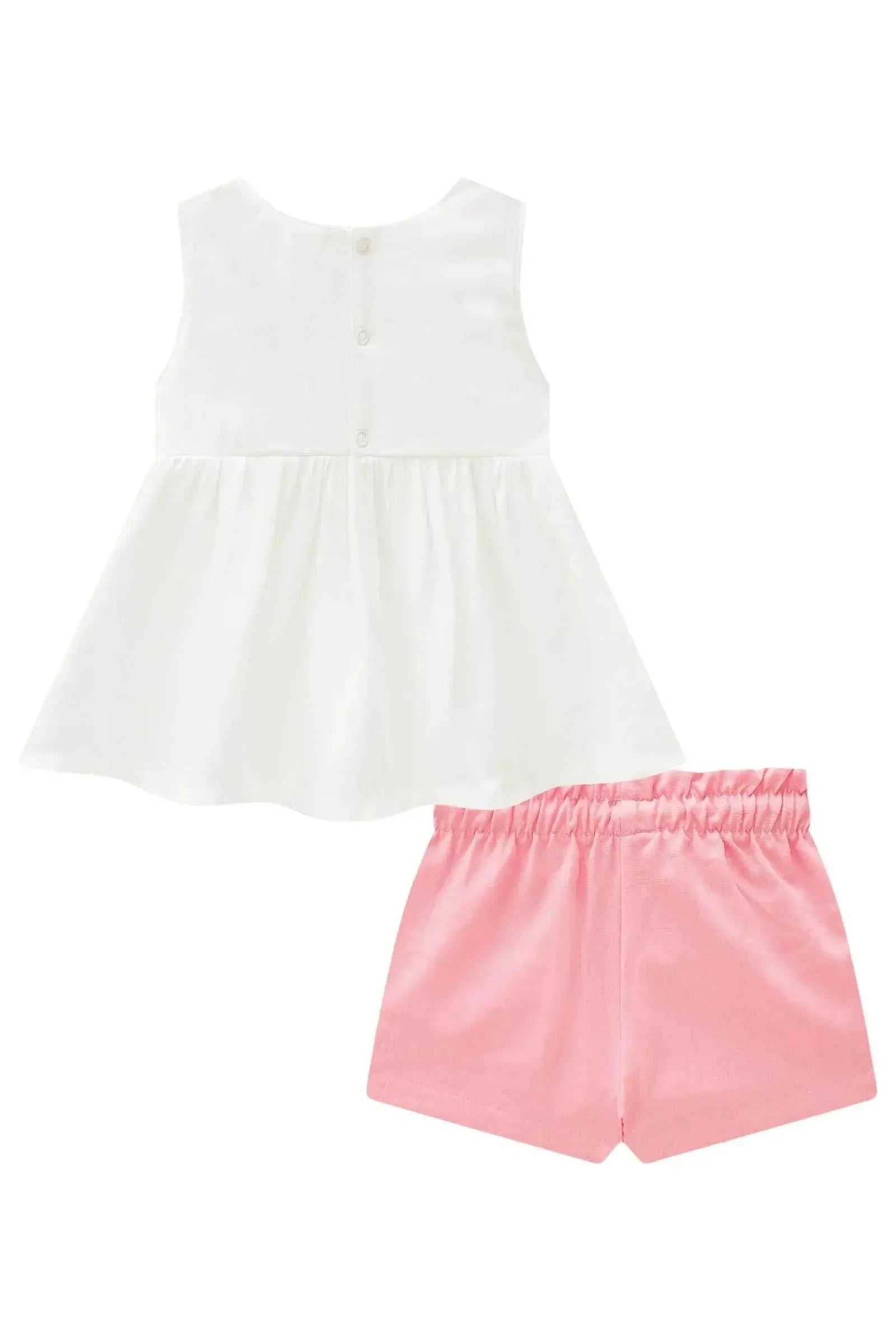 Conjunto de Bata em Viscose e Shorts em Linho com Elastano 83437 Infanti Bebê Menina
