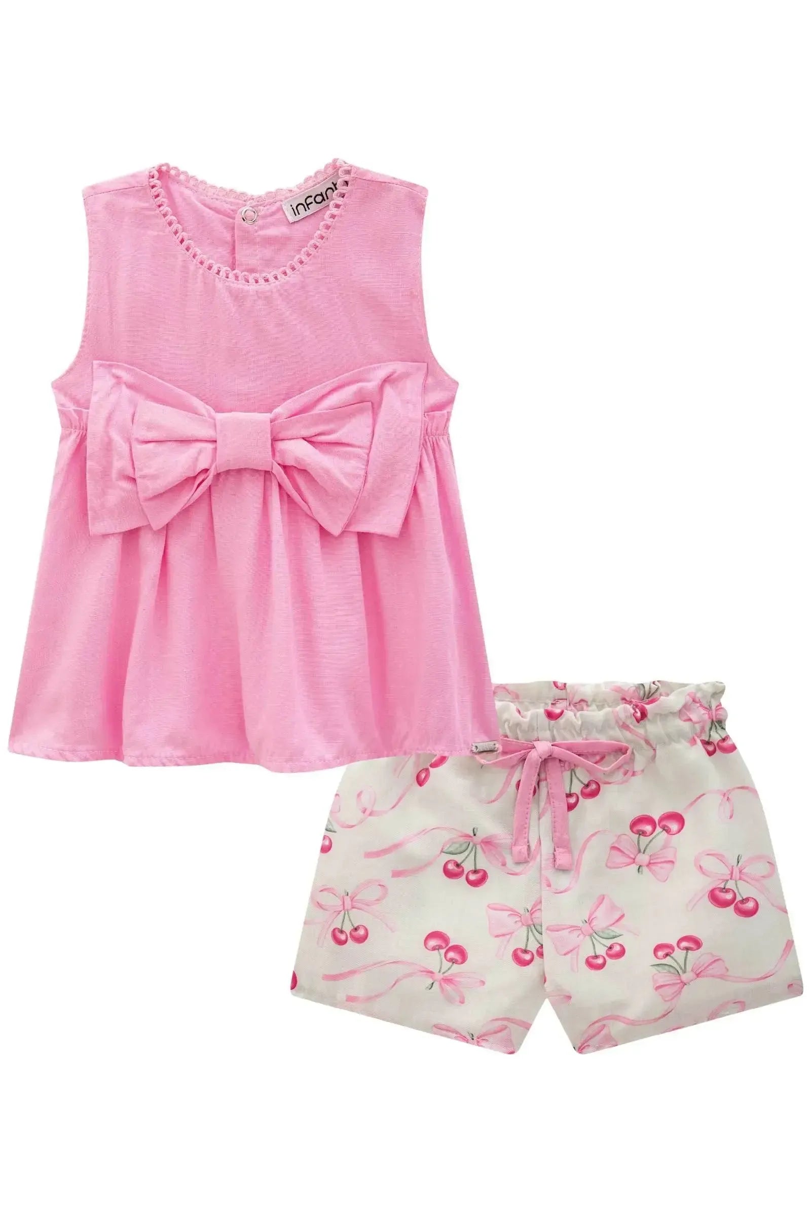 Conjunto de Bata em Viscose Nice com Shorts em Visco Twill 84133 Infanti Bebê Menina