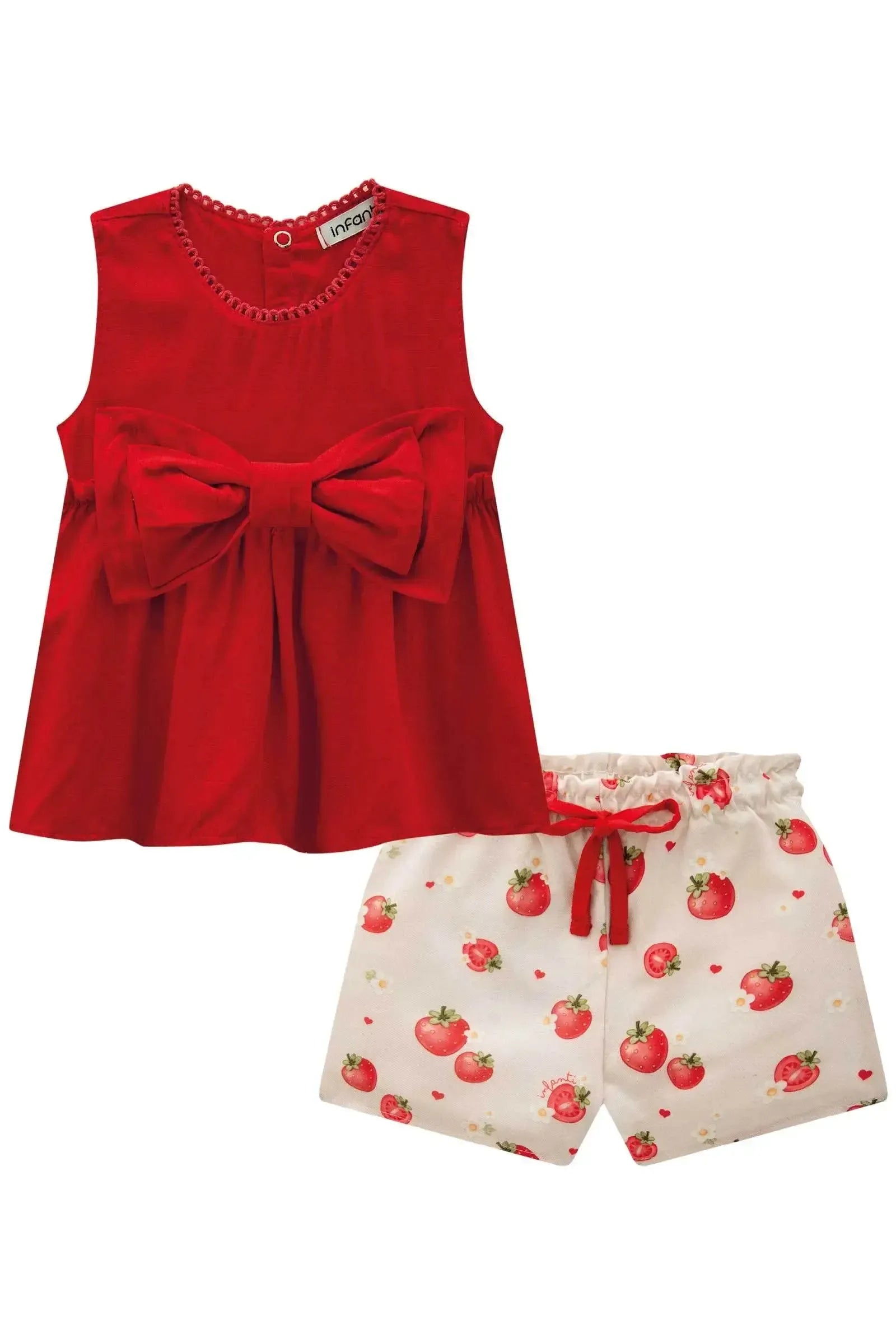 Conjunto de Bata em Viscose Nice com Shorts em Visco Twill 84133 Infanti Bebê Menina