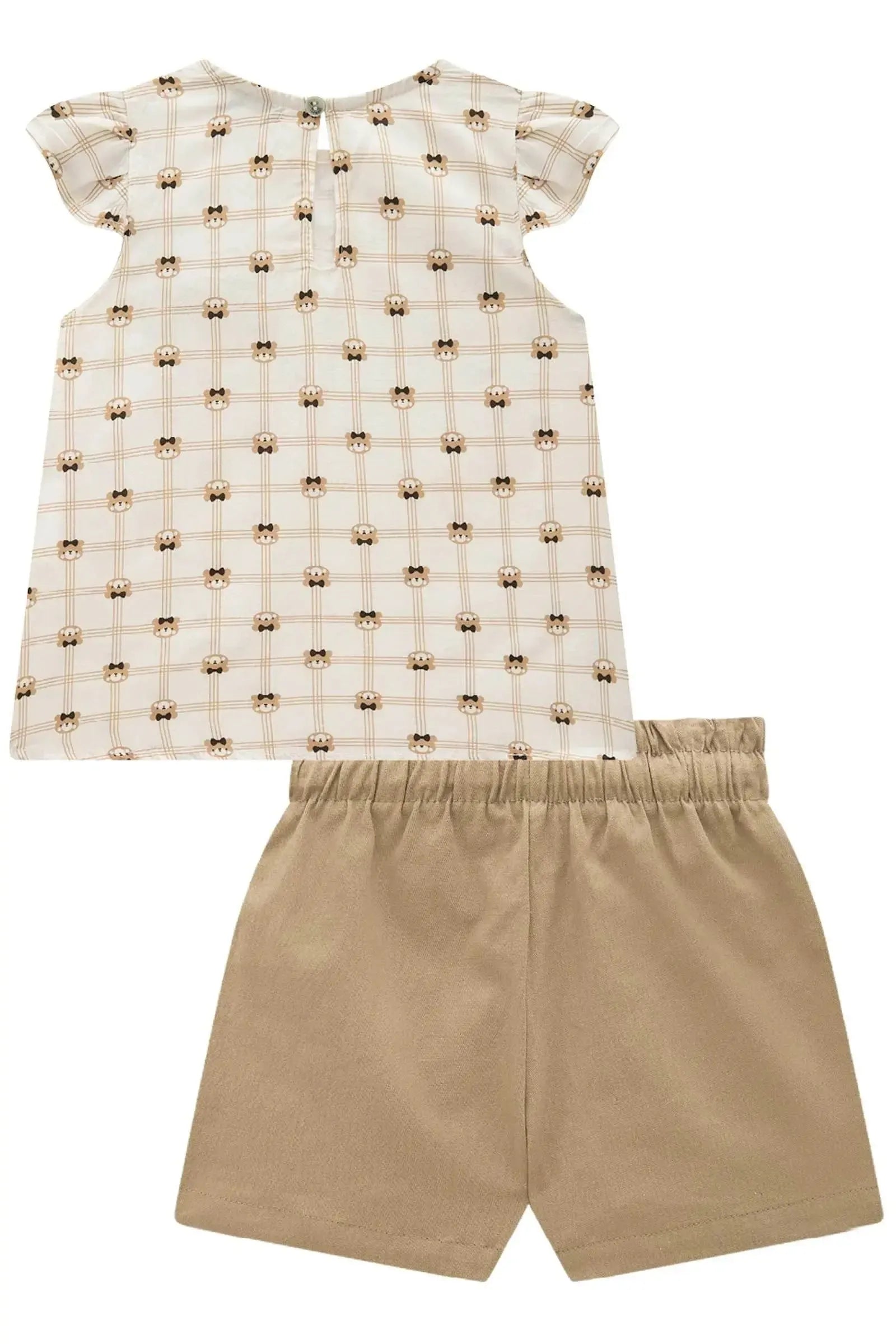 Conjunto de Bata em Viscose Sarjada com Shorts em Sarja com Elastano 93454 Infanti Infantil Menina