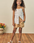 Conjunto de Bata Túnica em Linho Listrado com Shorts em Viscose 77039 Infanti