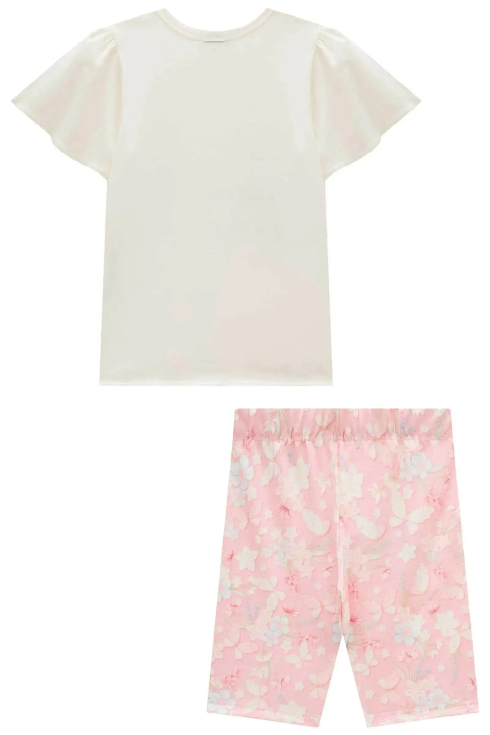 Conjunto de Blusa Alongada em Cotton e Bermuda Biker em Malha Power 96646 Infanti Infantil Menina