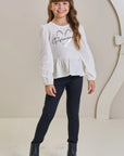 Conjunto de Blusa Alongada em Cotton e Calça Legging em Fly Tech 89806 Infanti Infantil Menina