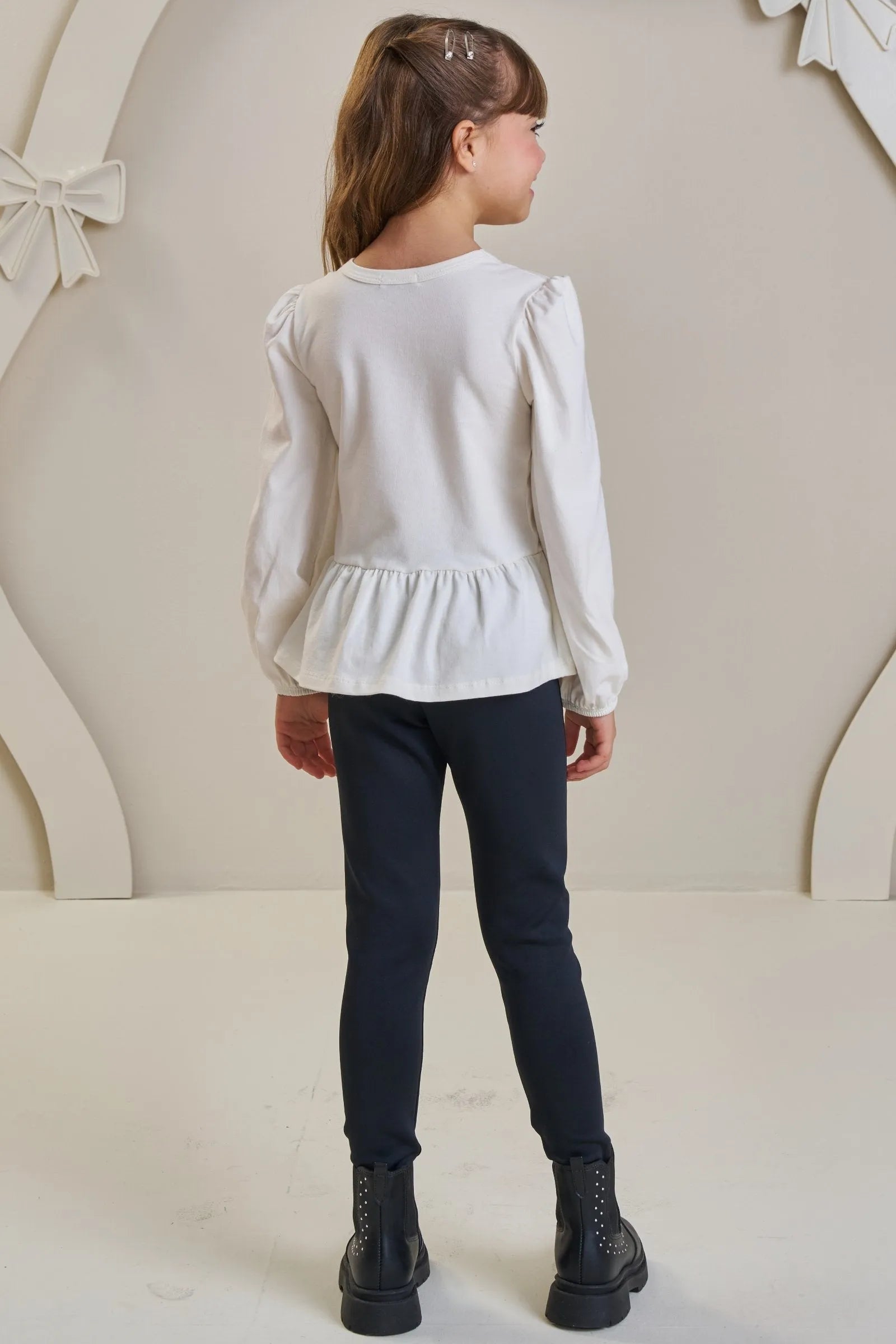 Conjunto de Blusa Alongada em Cotton e Calça Legging em Fly Tech 89806 Infanti Infantil Menina