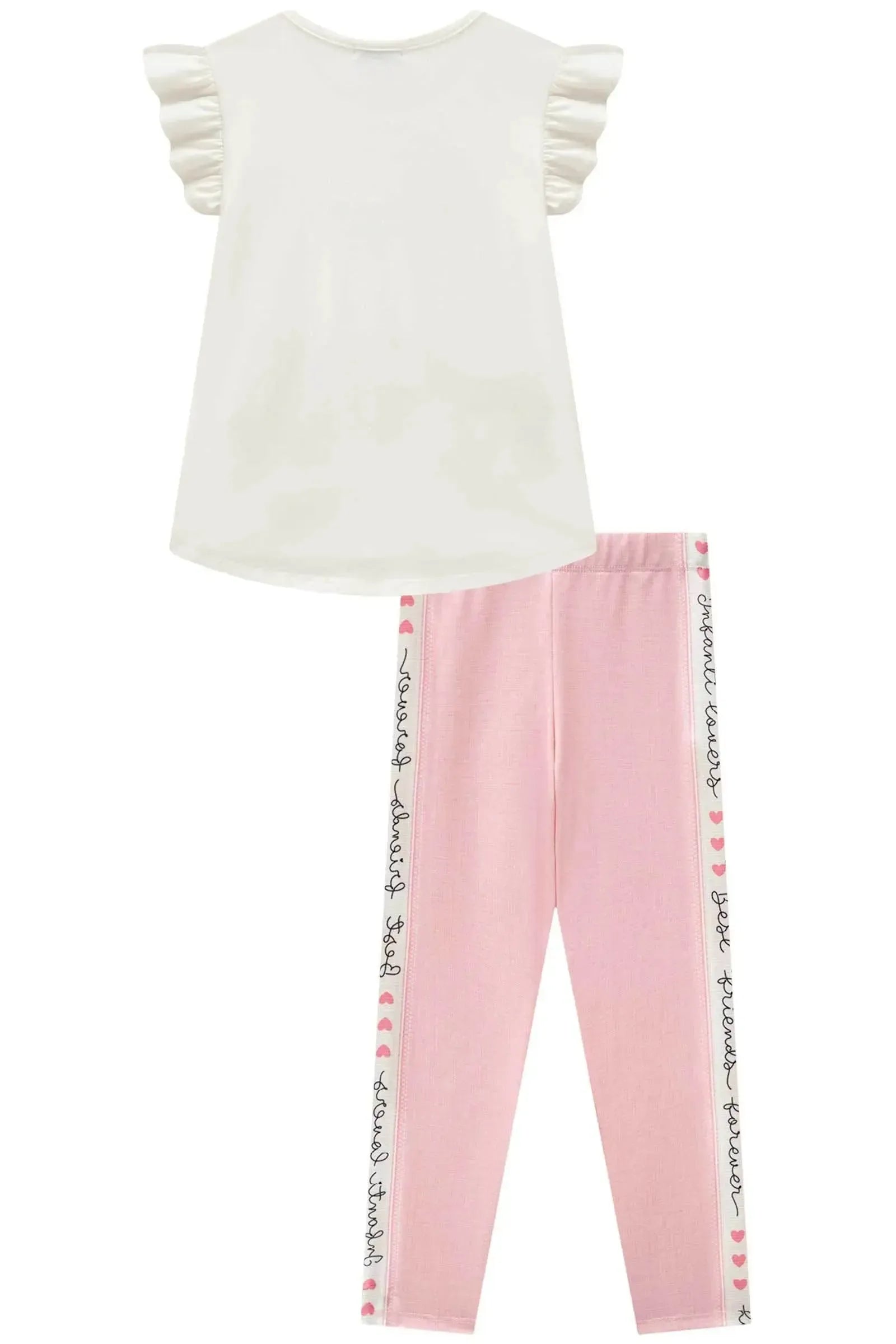 Conjunto de Blusa Alongada em Cotton e Calça Legging em Molecotton 84318 Infanti Infantil Menina