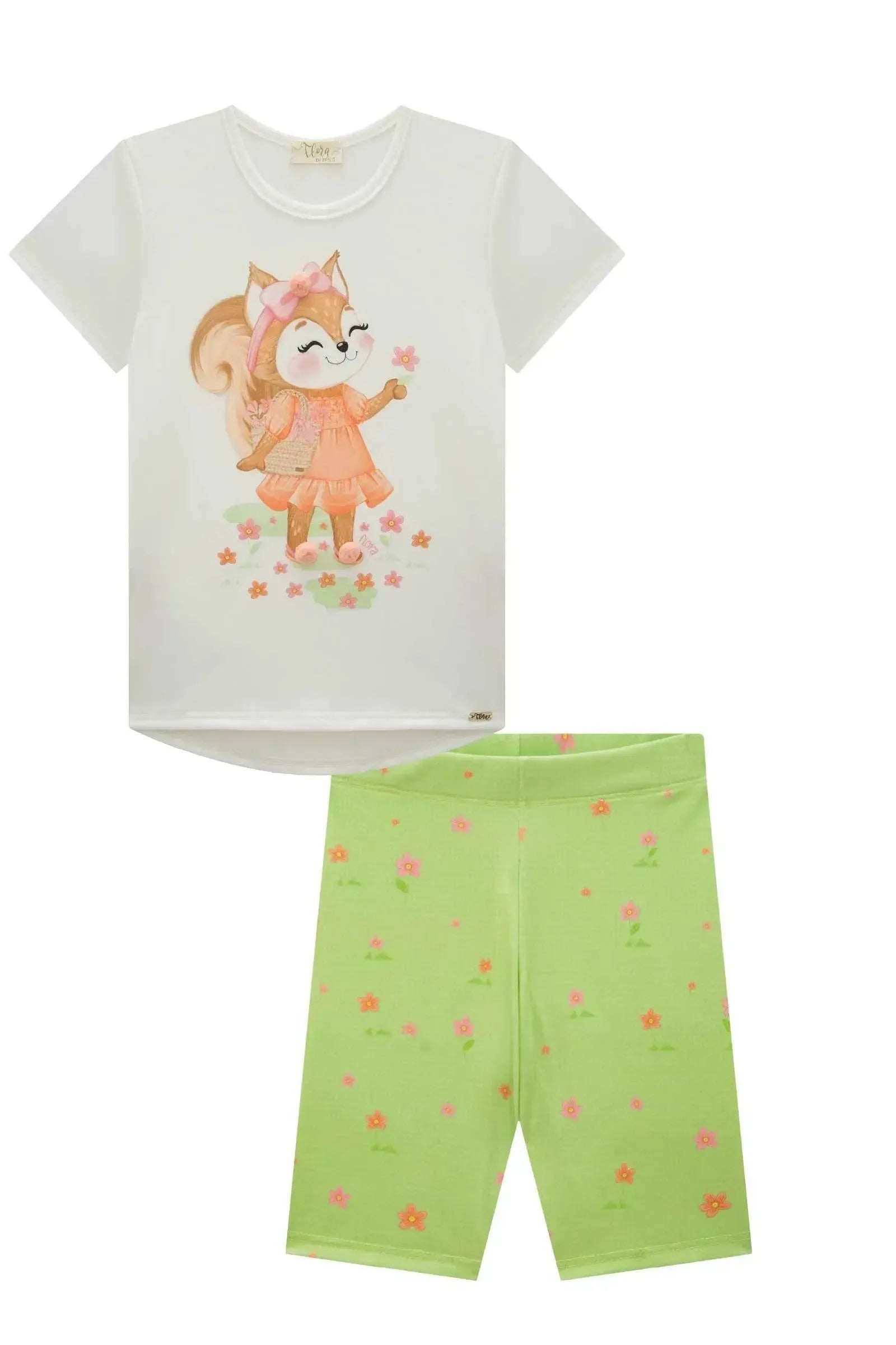 Conjunto de Blusa Alongada em Malha Fresh e Biker em Malha Power 86828 Infanti Infantil Menina