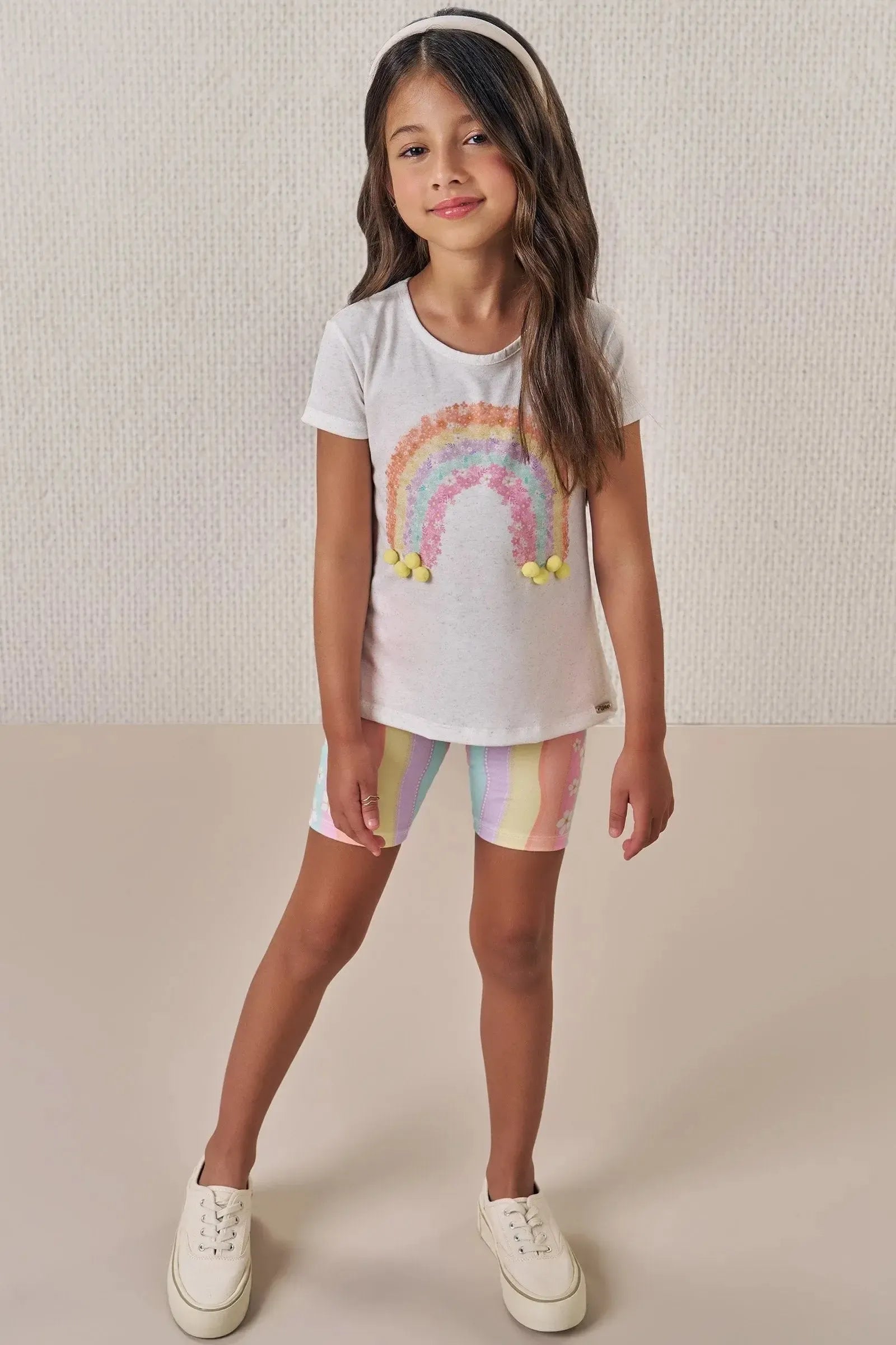 Conjunto de Blusa Alongada em Malha Fresh e Biker em Malha Power 88916 Infanti Infantil Menina