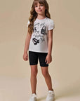 Conjunto de Blusa Alongada em Malha Power e Bermuda Biker em Canelado Liz 96891 Infanti Infantil Menina
