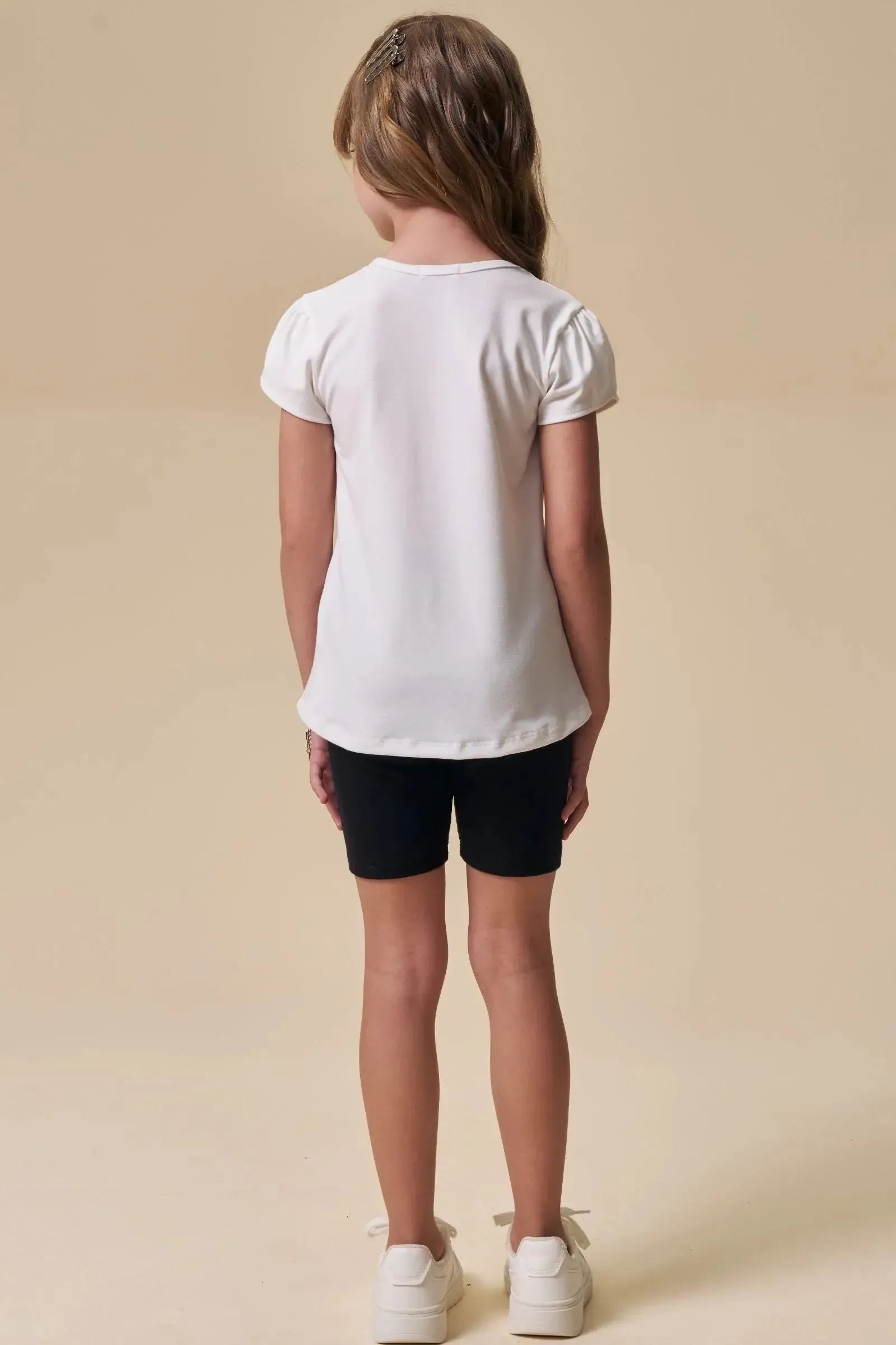 Conjunto de Blusa Alongada em Malha Power e Bermuda Biker em Canelado Liz 96891 Infanti Infantil Menina