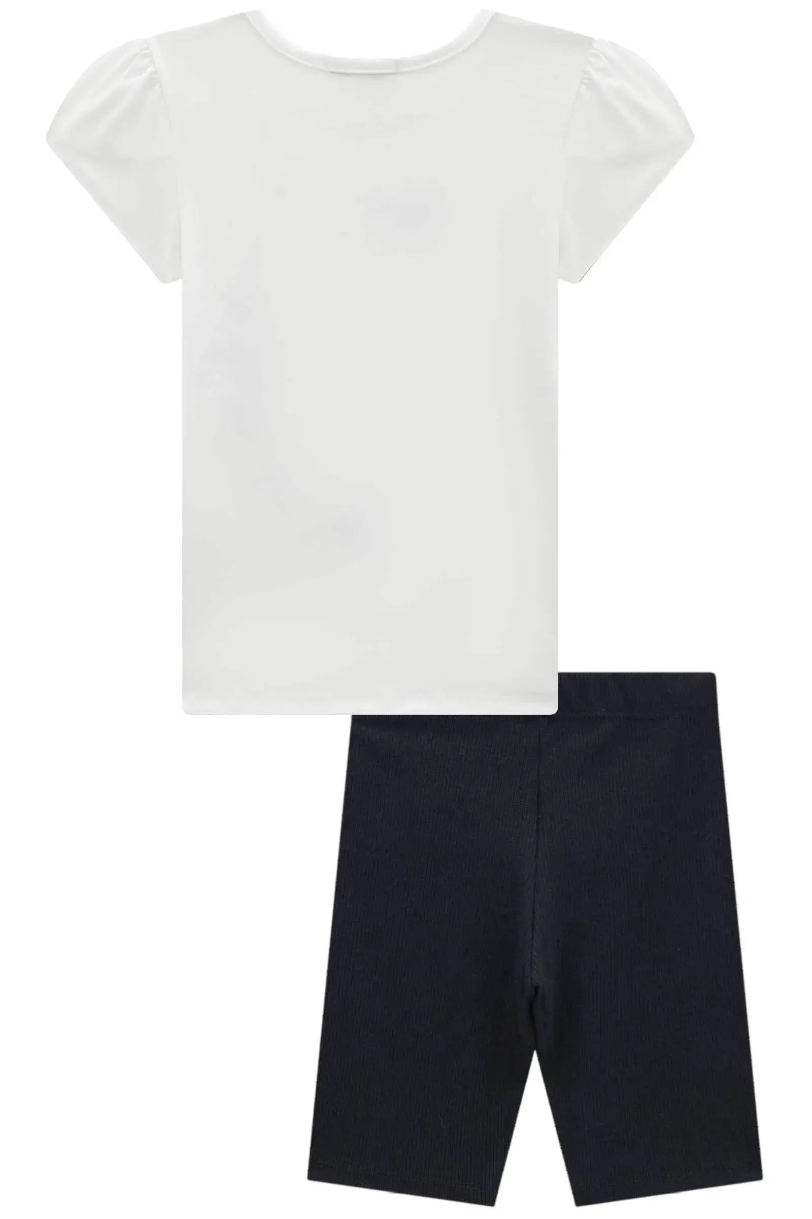 Conjunto de Blusa Alongada em Malha Power e Bermuda Biker em Canelado Liz 96891 Infanti Infantil Menina