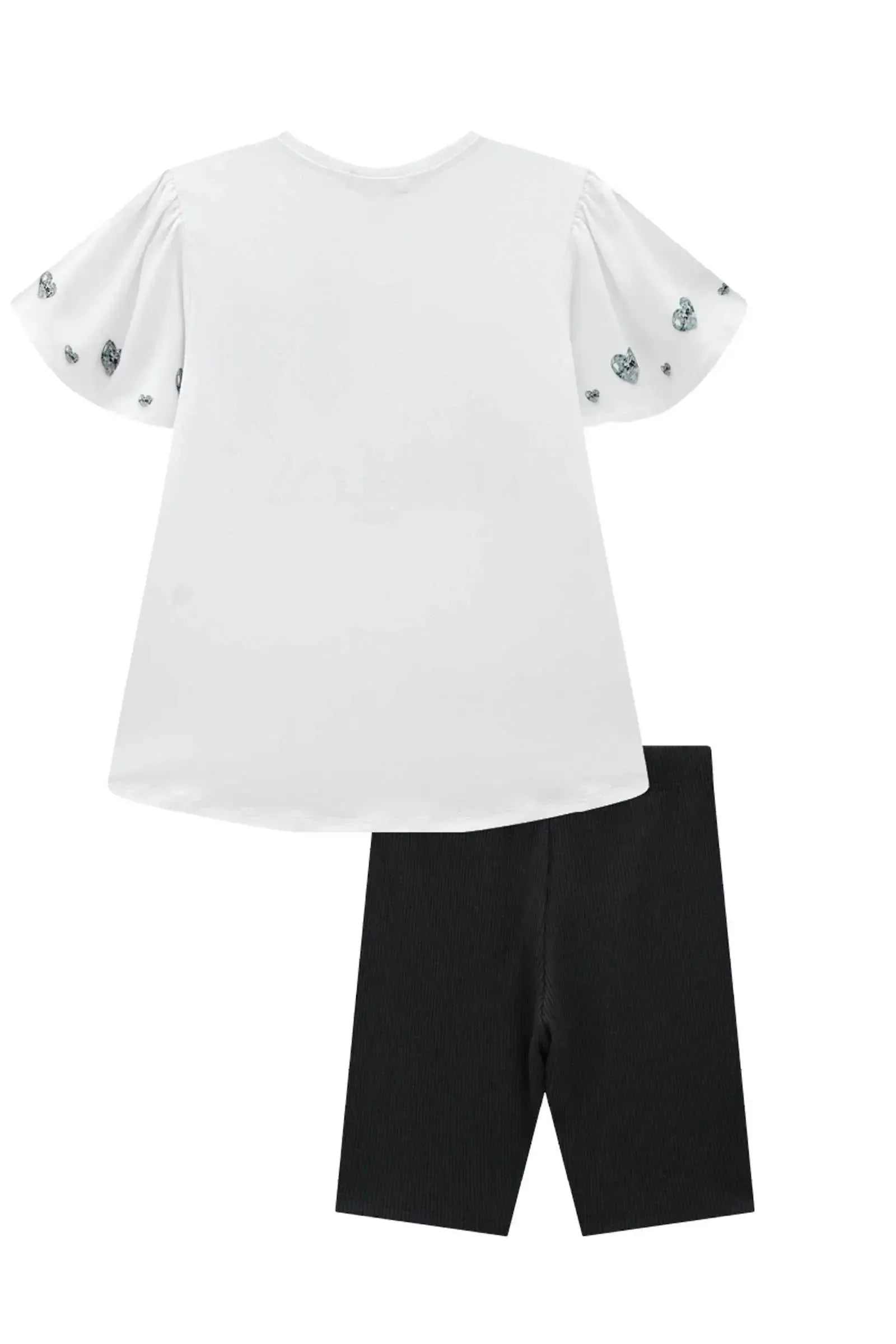 Conjunto de Blusa Alongada em Malha Power e Biker em Soft Line 88845 Infanti Infantil Menina
