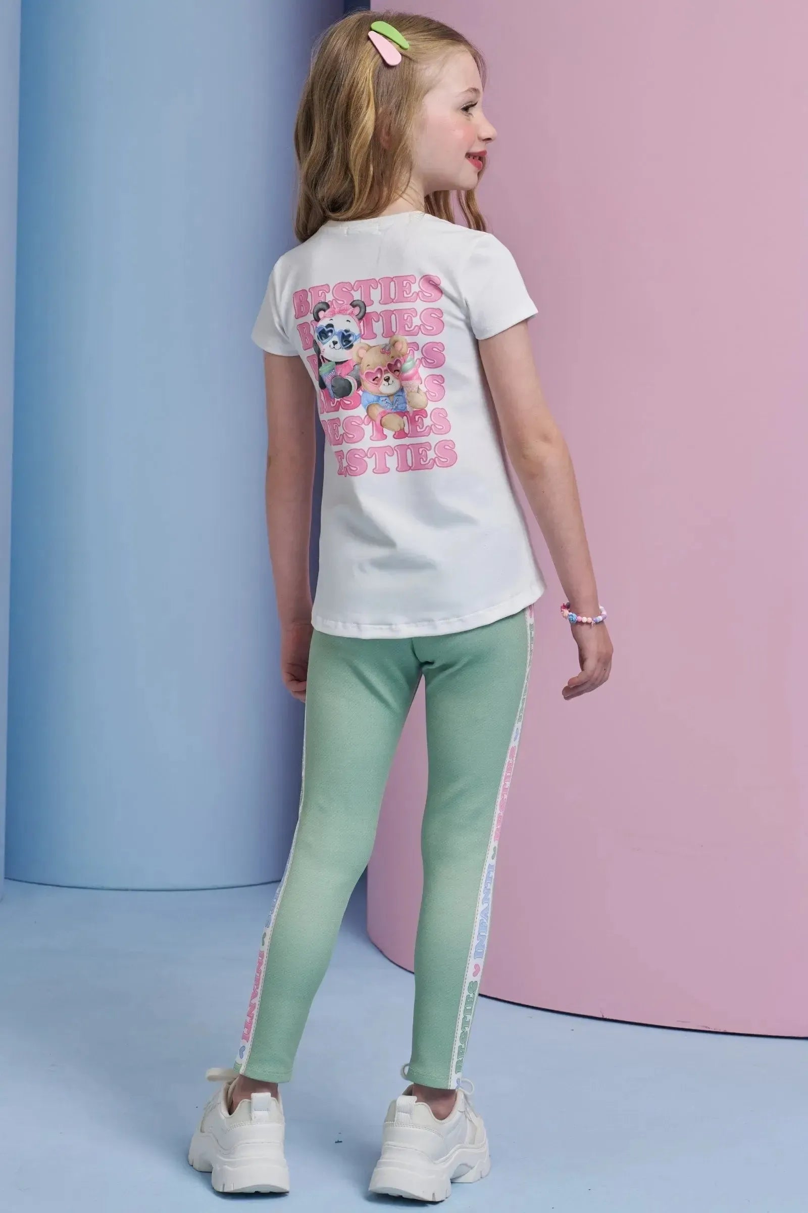 Conjunto de Blusa Alongada em Malha Power e Calça Legging em Fly Tech 95323 Infanti Infantil Menina