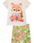 Conjunto de Blusa Alongada em Meia Malha com Bermuda Biker em Malha Power 98106 Infanti Infantil Menina
