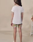 Conjunto de Blusa Alongada em Meia Malha com Bermuda Biker em Malha Power 98106 Infanti Infantil Menina