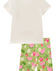 Conjunto de Blusa Alongada em Meia Malha com Bermuda Biker em Malha Power 98106 Infanti Infantil Menina