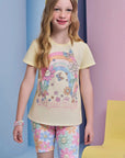 Conjunto de Blusa Alongada em Meia Malha e Bermuda Biker em Malha Power 95314 Infanti Infantil Menina