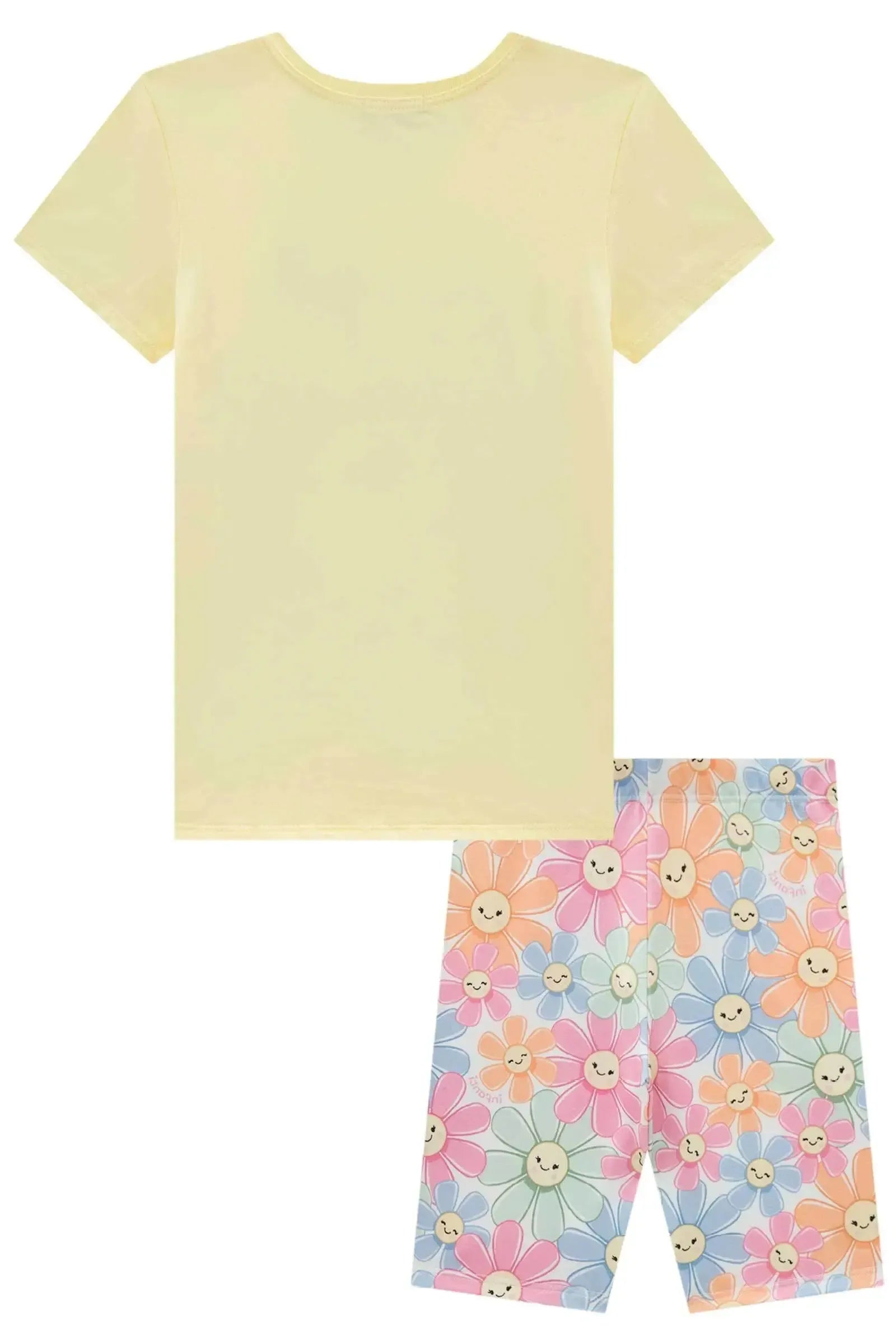 Conjunto de Blusa Alongada em Meia Malha e Bermuda Biker em Malha Power 95314 Infanti Infantil Menina