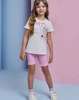 Conjunto de Blusa Alongada em Meia Malha e Bermuda Biker em Malha Power 95321 Infanti Infantil Menina