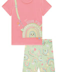 Conjunto de Blusa Alongada em Meia Malha e Biker em Malha Power 83448 Infanti Infantil Menina