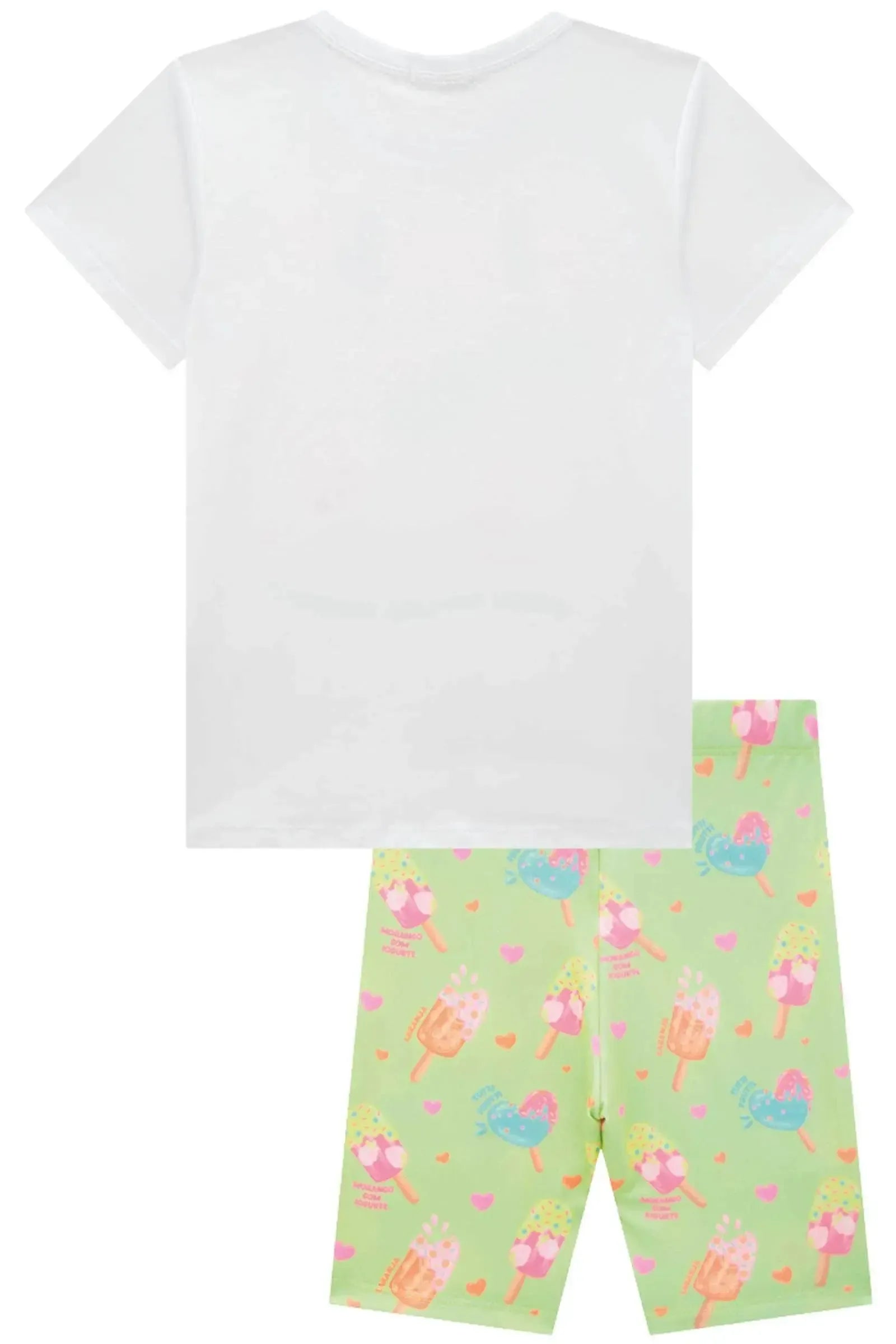 Conjunto de Blusa Alongada em Meia Malha e Biker em Malha Power 86961 Infanti Infantil Menina