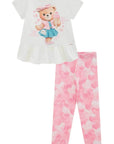 Conjunto de Blusa Alongada em Meia Malha e Calça Legging em Malha Power 96630 Infanti Infantil Menina