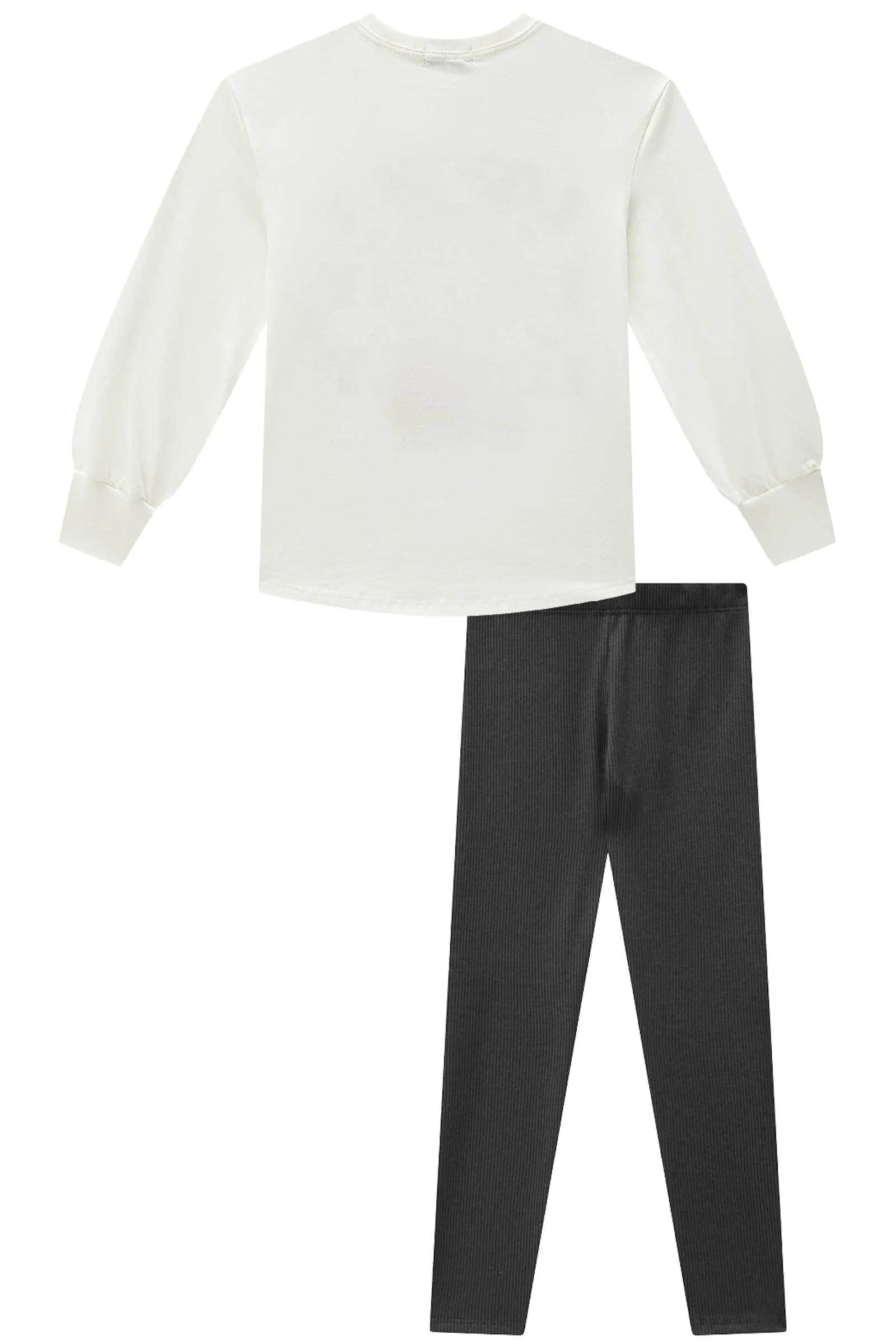 Conjunto de Blusa Alongada em Meia Malha e Calça Legging em Soft Line 91806 Infanti Infantil Menina