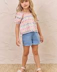 Conjunto de Blusa Bata em Laise Floreale com Shorts em Jeans Bellini com Elastano 74240 Infanti