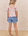 Conjunto de Blusa Bata em Laise Floreale com Shorts em Jeans Bellini com Elastano 74240 Infanti