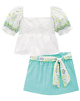 Conjunto de Blusa Bata em Laise Sunny e Short Saia em Sarja Onix com Elastano 78613 Infanti