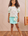 Conjunto de Blusa Bata em Laise Sunny e Short Saia em Sarja Onix com Elastano 78613 Infanti